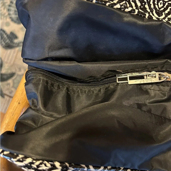 Nicole Miller Black and White Geometric Weekender Travel Bag - Picture 5 of 16